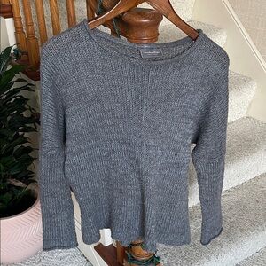 Wooden Ships Slouchy Charcoal Gray Mohair Wool Blend Crew Neck Sweater